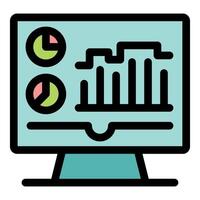 Computer monitor displaying statistical charts and data analysis graphs vector