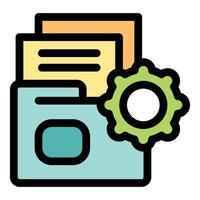 Folder managing files with gear representing automated process vector