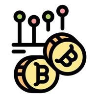 Thai baht and bitcoin showing increasing profits with colorful graph vector