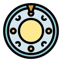 Round spaceship door is opening with light coming out vector