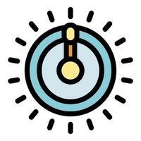 Control knob increasing light intensity with rays shining outward vector