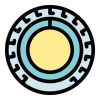 Futuristic round device with concentric circles and notches displaying technological advancement vector