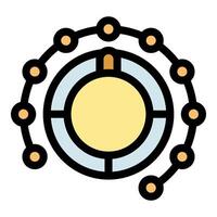 Adjustment knob with circular scale and dots representing settings or levels vector