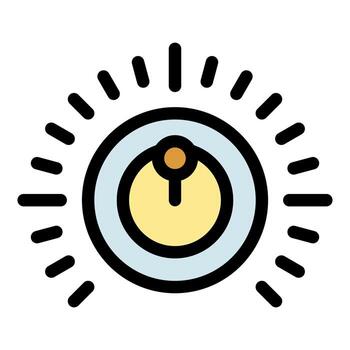 Power button emitting rays of light symbolizing activation and energy vector