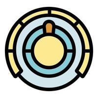 Futuristic circular control panel with concentric rings and central button vector