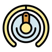 Futuristic circular interface showing power button activating technology vector