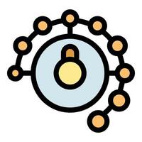 Circular network protecting central server with firewall icon vector