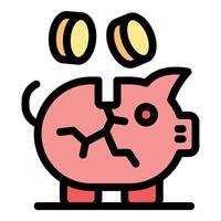 Broken piggy bank symbolizing lost savings and financial crisis vector