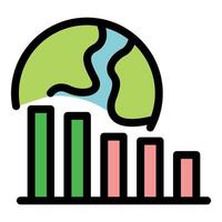 Decreasing bar graph and earth globe showing environmental sustainability issues vector