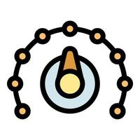Control knob rotating showing maximum level setting, volume control or power button vector