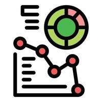 Financial report showing pie chart and declining line graph vector