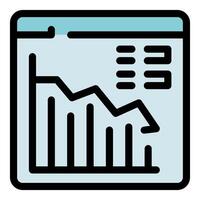 Declining bar graph showing negative trend on website dashboard vector