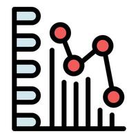 Business graph showing declining trend with connected data points vector