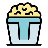 Overflowing popcorn bucket ready for movie watching vector