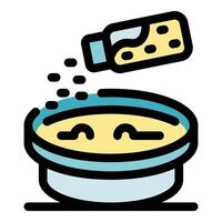 Cheese being added to a bowl of hot soup vector