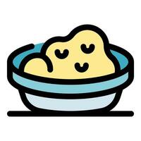Smiling mashed potatoes in a blue bowl vector