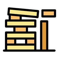 Stacked wooden blocks in unstable arrangement vector