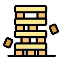 Tumbling tower of wooden blocks in motion vector