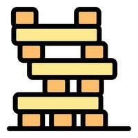 Stacked wooden blocks forming a tower vector
