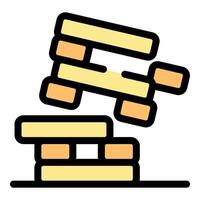 Tumbling wooden blocks illustrating unstable structure vector