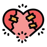Broken heart with bandages symbolizing healing process vector