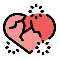 Broken heart splitting into pieces, expressing sadness and pain vector