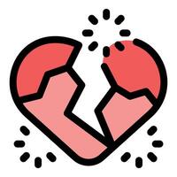 Broken heart splitting into two halves, symbolizing romantic breakup vector