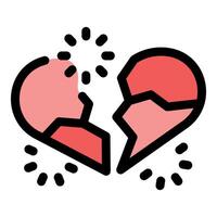 Broken heart splitting into pieces, expressing sadness and heartbreak vector