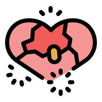 Broken heart falling apart with bandage symbolizing sadness and pain vector