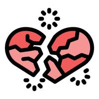 Broken heart splitting into two halves symbolizing lost love vector