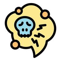 Cartoon skull with thought bubble and lightning vector