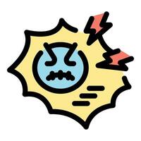Angry face with lightning and vibrant colors vector