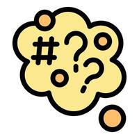 Thought bubble showing hashtags and question marks representing social media confusion vector
