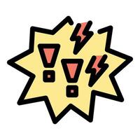 Exclamation marks and lightning bolts flashing on yellow starburst, communicating danger and urgency vector
