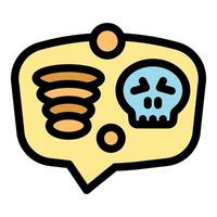 Cartoon speech bubble with skull and spiral icons vector