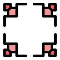 Red geometric pixel art style frame is framing empty space vector