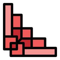 Red pixel art stairs descending to the right vector