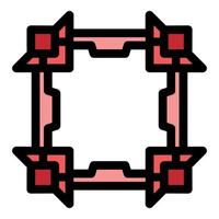 Square frame with red corners and pink bars creating modern design vector