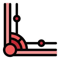 Red futuristic corner design element with circles and lines vector