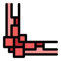 Red pixel art corner frame with geometric shapes creating a modern design vector