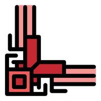 Abstract geometric design with bold red lines vector