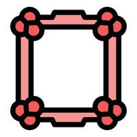 Decorative square frame with red floral accents vector
