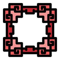 Red pixel art square frame with interlocking design vector