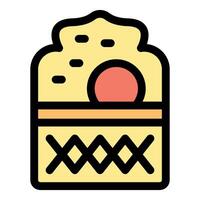 Delicious ice cream cone with chocolate topping vector