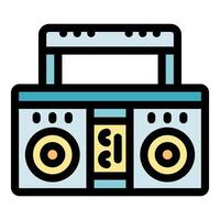Retro boombox playing cassette tape with handle extended vector