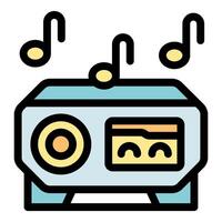 Retro radio playing music with notes vector