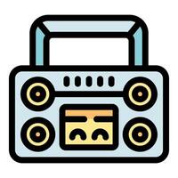 Portable stereo cassette player broadcasting music with radio tuner vector