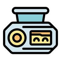 Retro boombox playing music with handle extended, portable audio entertainment vector