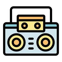 Portable stereo cassette player broadcasting music with style vector