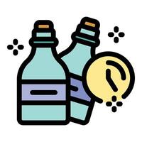Bottles expiring soon, approaching expiration date of drinks, shelf life of beverages is running out vector